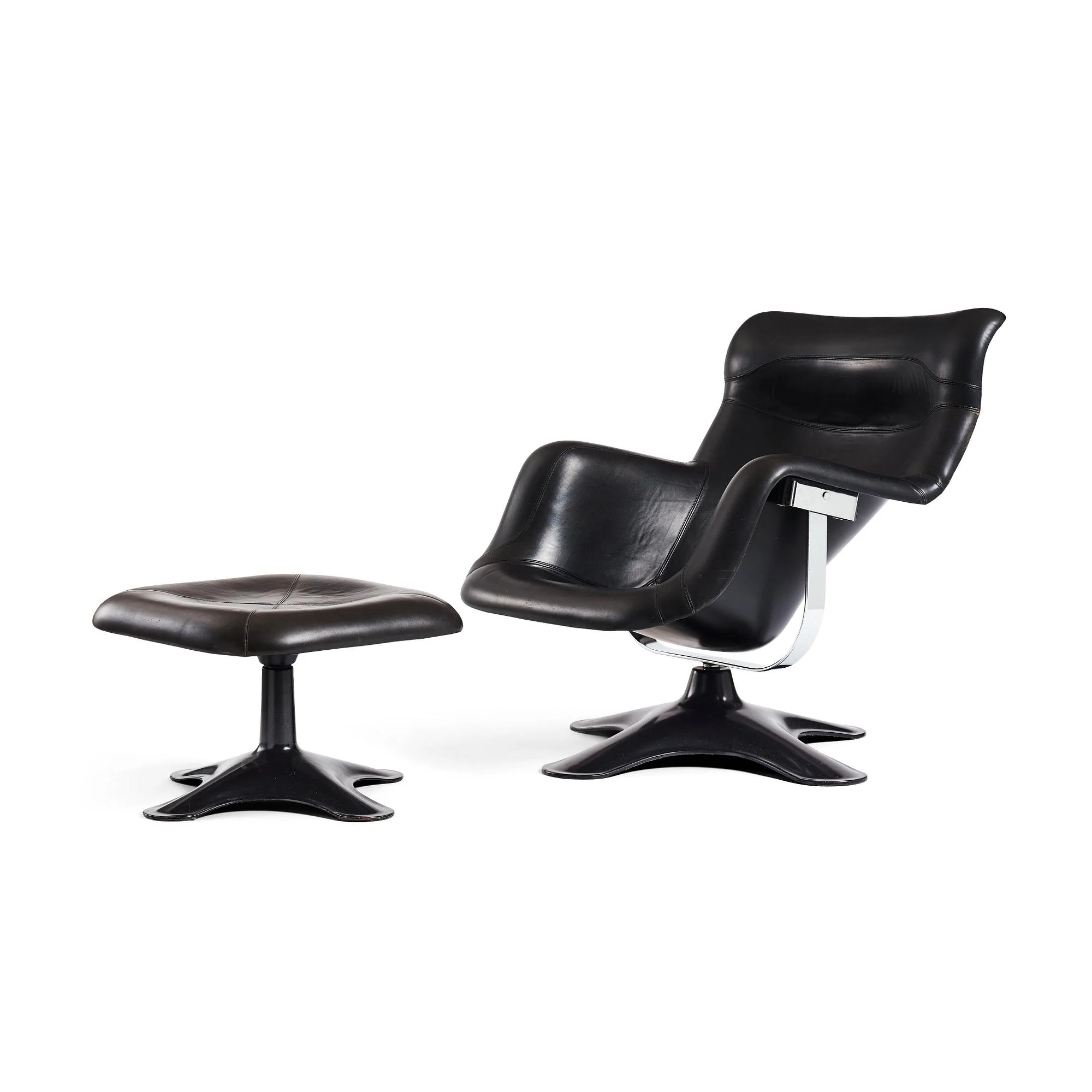 Yrjö Kukkapuro, "Karusellii", fåtölj med fotpall, Haimi, Finland 1960-70-tal. — Bukowskis
