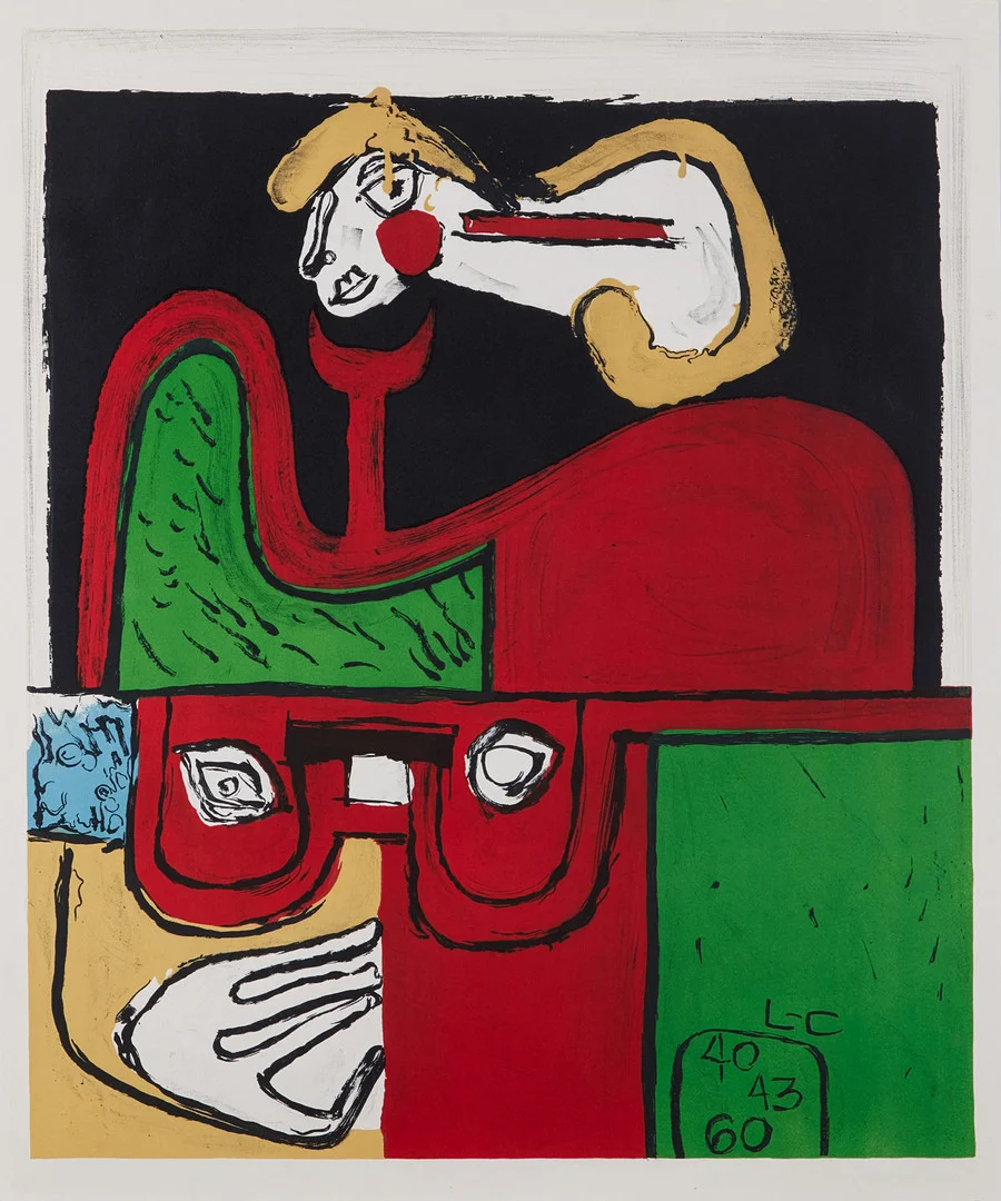 LE CORBUSIER (FRANKRIKE 1887-1965). EFTER. "Portrait", färglitografi, tryckt signatur. — Engravings & Prints — Stockholms Auktionsverk Magasin 5