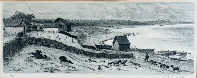 ERIK OLSSON SANDA (1919-2006). "Hammars, Fårö", etsning, 40/50, signerad daterad 65.