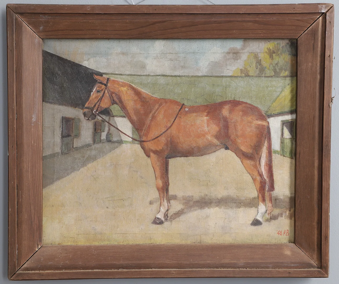 AB (20TH CENTURY ENGLISH SCHOOL). CHESTNUT MARE IN A YARD. — Paintings — Lawrences Auctioneers