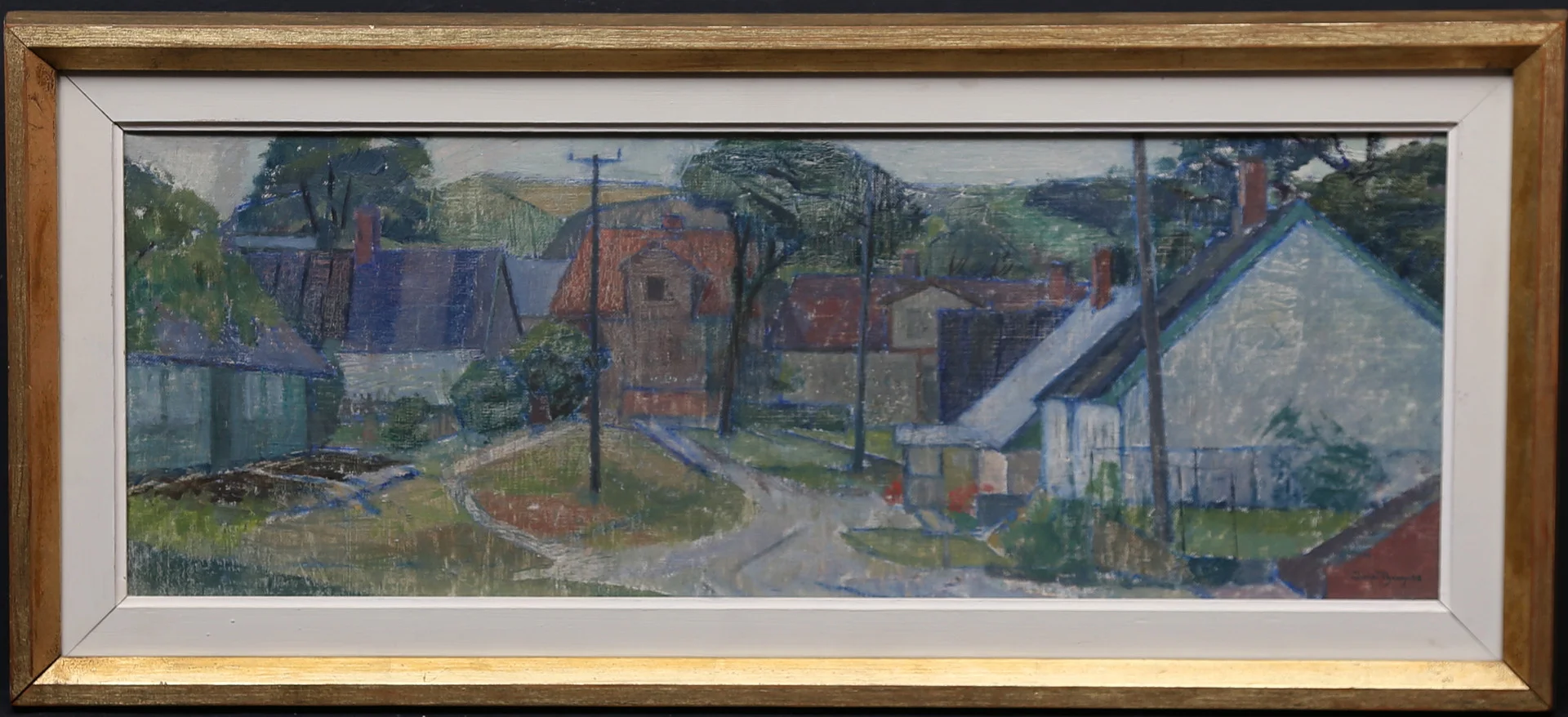 INGA BERG. H. Torget Kåseberga. Olja på duk, signerad och daterad 58. — Paintings — Gomér & Andersson Linköping