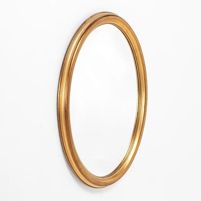 SPEGEL, oval, förgylld ram.