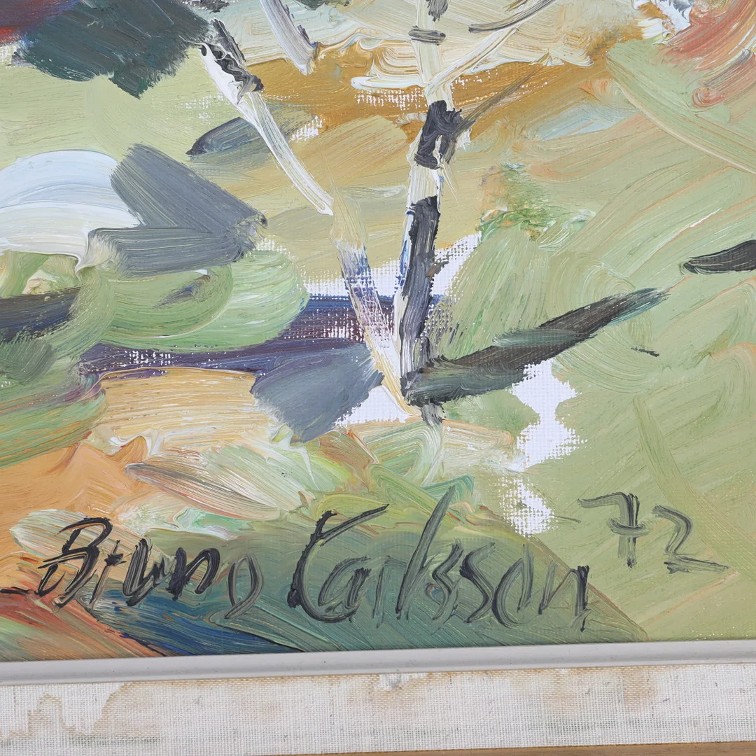 BRUNO KARLSSON. olja på duk, signerad ,Höstlandskap , -72. — Paintings — Södermanlands Auktionsverk