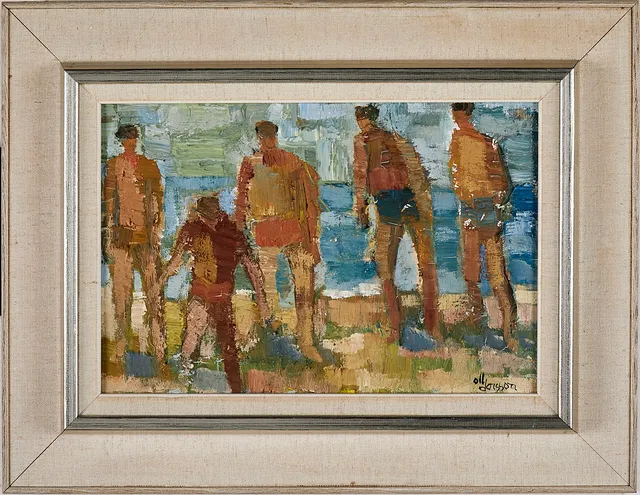 OLLE LARSSON (FÖDD 1926. "Badstranden Grand du Roi, signerad, olja på duk.