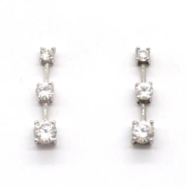 CHRISTIAN&IBANA. DESIGNER DREISTEIN OHRRINGE MIT FIANITBESATZ IN STERLING-SILBER-FASSUNG.