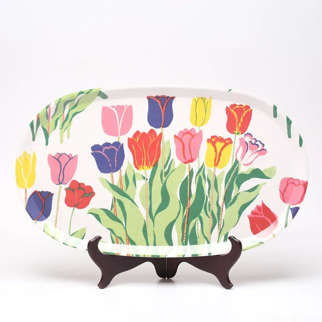 JOSEF FRANK. bricka, laminat, "Tulpan", Firma Svenskt tenn, Stockholm.
