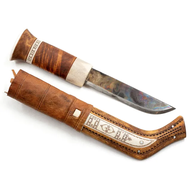 NIKOLAUS FANKKI. Halvhornskniv, Sameslöjd, Signerad 1900-tal.