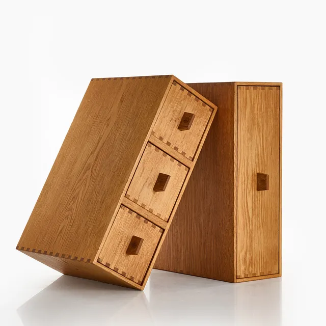 ÖSTEN KRISTIANSSON. Modulärt väggsystem, 2 delar, "Luxus Combi", med lådor/nattduksbord, ek, Luxus, Vittsjö.