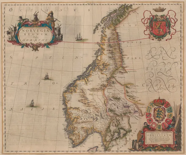 Blaeu, Joan — "Norvegia Regnvm, vulgo Nor-ryke." Amsterdam ca. 1662