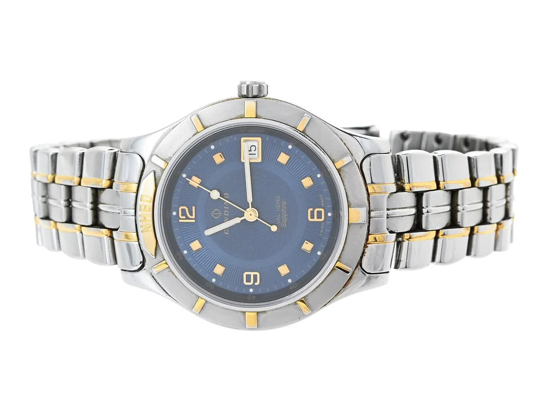 CANDINO, Naval Hero, Boett nr. 1.395.5.0.82, herrur, 37,5 mm, bicolour, quartz, safirglas, datum, originallänk, viklås, ca 2000, box, ytterkartong. — Klockor/Candino — Kaplans