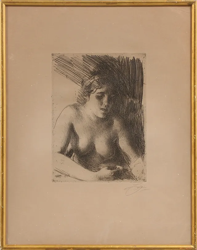 ANDERS ZORN. "Byst" 1916, etsning. Signerad och daterad i plåten samt signerad i blyerts.
