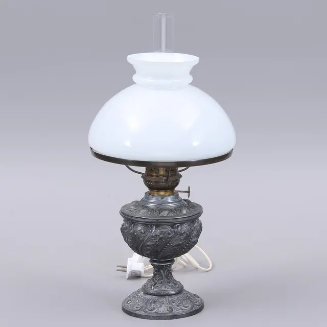 BORDSLAMPA, glas/metall.