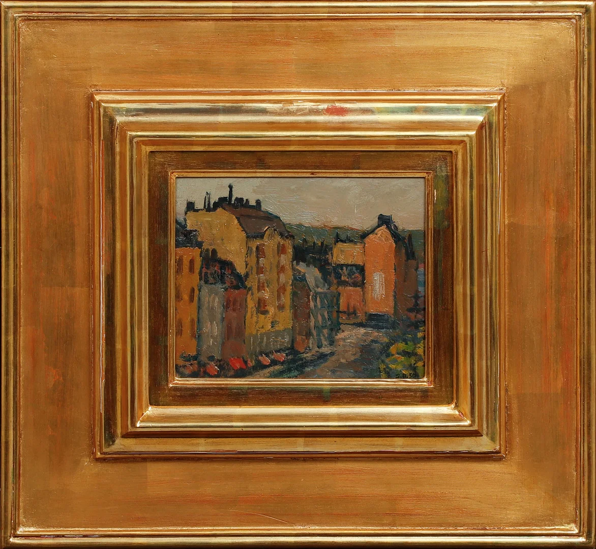 SIGNE BARTH. "Hornsgatan II", olja på pannå, signerad och daterad -50. — Paintings — Göteborgs Auktionsverk