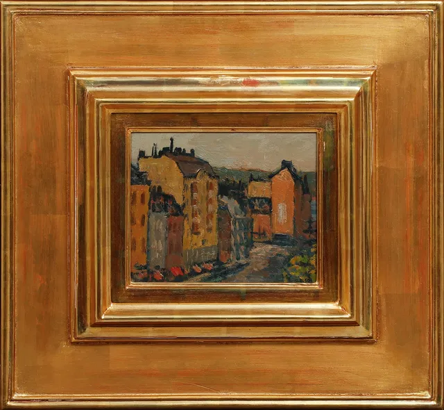 SIGNE BARTH. "Hornsgatan II", olja på pannå, signerad och daterad -50.