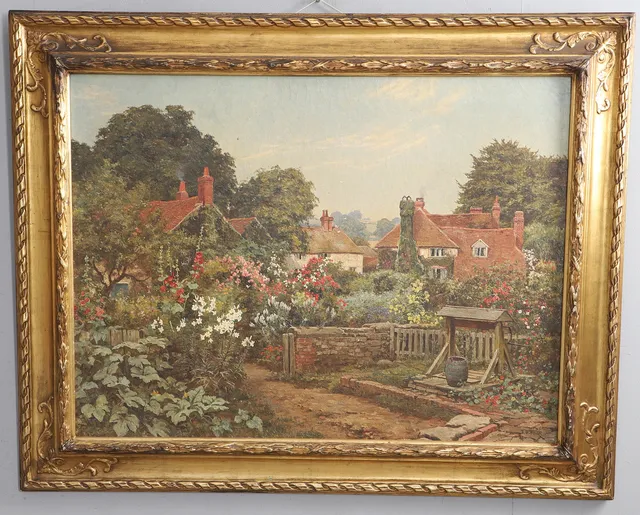 EDWARD WILKINS WAITE (1854-1924). 'AMONG THE COTTAGE GARDENS'.