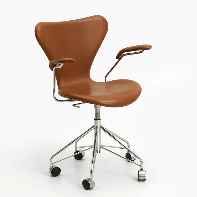 ARNE JACOBSEN. "Sjuan", karmstol på hjul, Fritz Hansen, Danmark 1970.