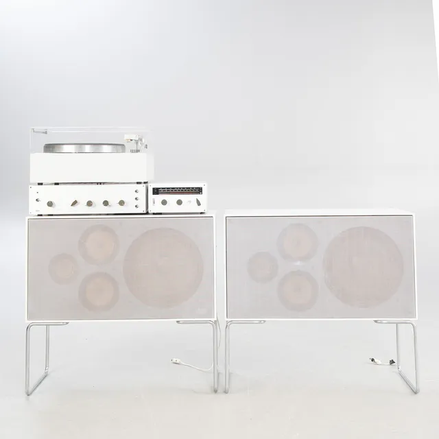DIETER RAMS. Braun. Schallplattenspieler 'PCV 5', Röhrenverstärker 'CSv 13', Tuner 'CE16' & Lautsprecher Paar 'Typ L 60/4' . 5-tlg. 1960er Jahre.
