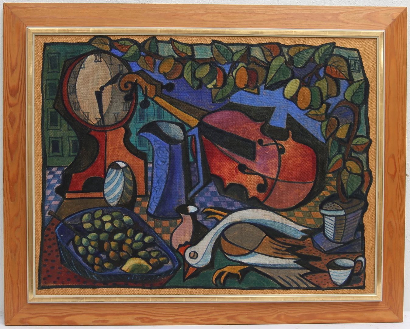 WALDEMAR MARBERG. Blandteknik. Stilleben med violin och fågel, signerad WM. — Paintings — Göteborgs Auktionsverk