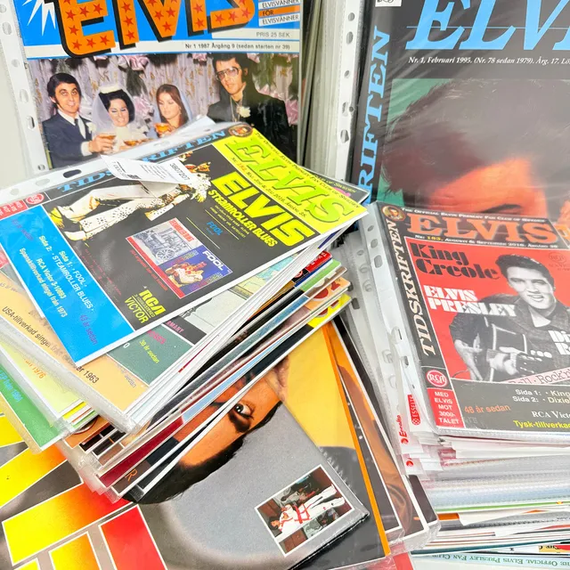 ELVIS PRESLEY, stort parti tidningar b.la The official Elvis fan club of Sweden.