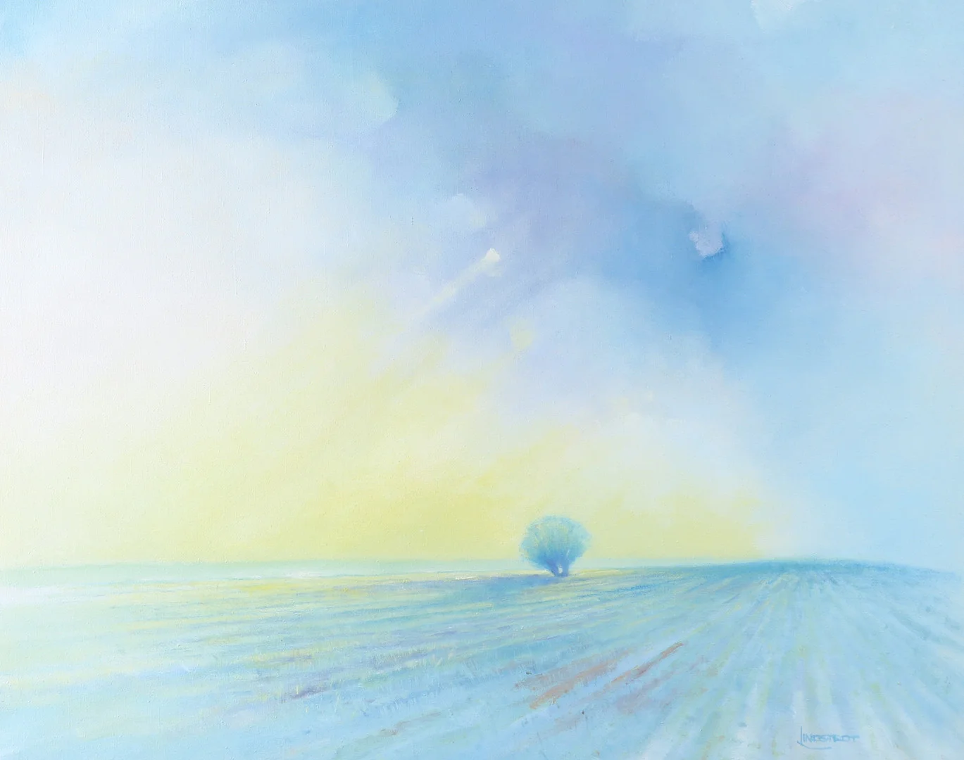 ROLF LINDSTEDT. Landskap i blått, olja på duk, signerad Lindstedt. — Paintings — Helsingborgs Auktionskammare