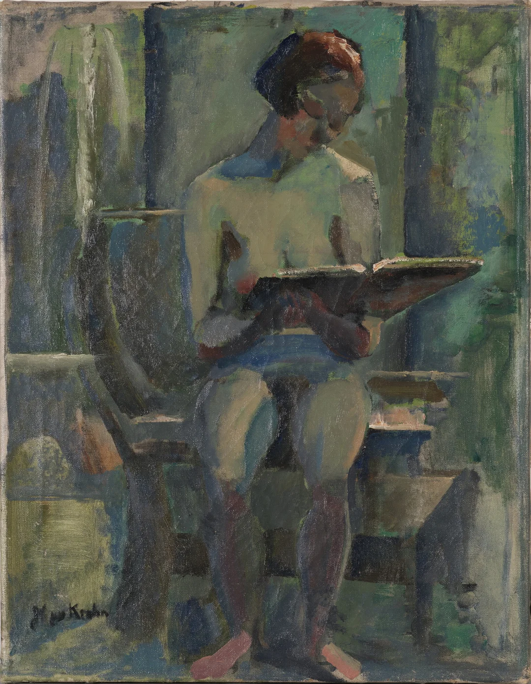 Krohn, Xan — Lesende aktmodell — Kunst/Maleri — Blomqvist