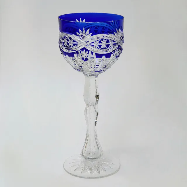 GRAN COPA DE BOHEMIA EN CRISTAL TALLADO Y SOPLADO.