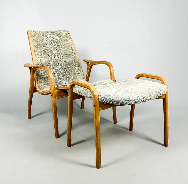 YNGVE EKSTRÖM. FÅTÖLJ & FOTPALL, "Laminett", Swedese.