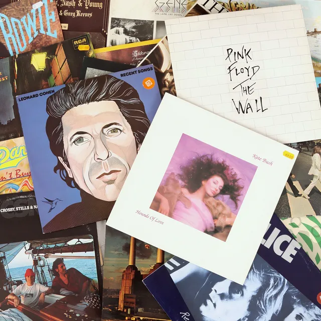 LP-SKIVOR, ca 70 st, bl.a. Genesis, Kate Bush, Steely Dan, Crosby Stills, Neil Young, Pink Floyd, Dan Fogelberg, mfl. 1970/80-tal.
