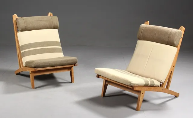 Hans J. Wegner. Par lænestole, egetræ, model GE375 (2)