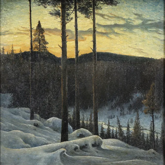 ALBIN FERNEMAN. Vinterlandskap.