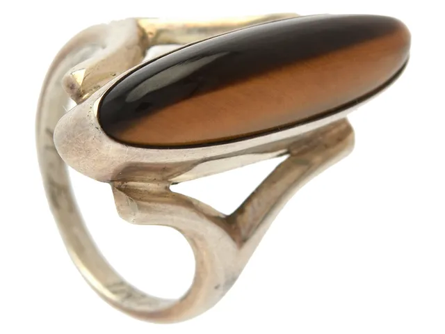 RING, sterlingsilver, tigeröga, E. Granit & Co, Finland 1963, stl 17 mm, vikt 5,4 g.