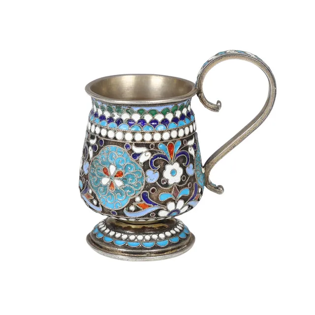 A RUSSIAN SILVER & ENAMEL JUG, EARLY 20TH CENTURY.