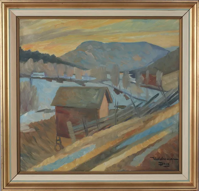 WALDEMAR BERG. Landskapsmotiv, olja på duk, signerad.