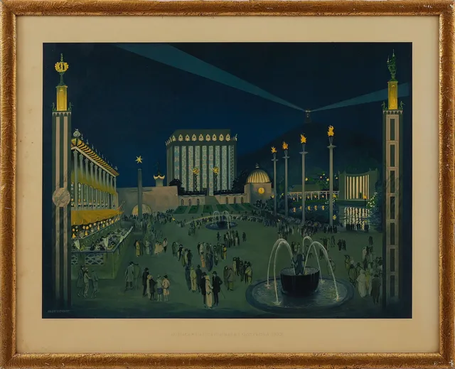 ALFRED PROESSDORF. EFTER. "Jubileumsutställningen i Göteborg 1923", grafiskt blad, signerad i trycket.