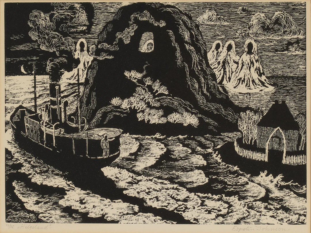 Johnson, Kaare Espolin — "Helgeland" 1956 — Kunst/Grafikk — Blomqvist