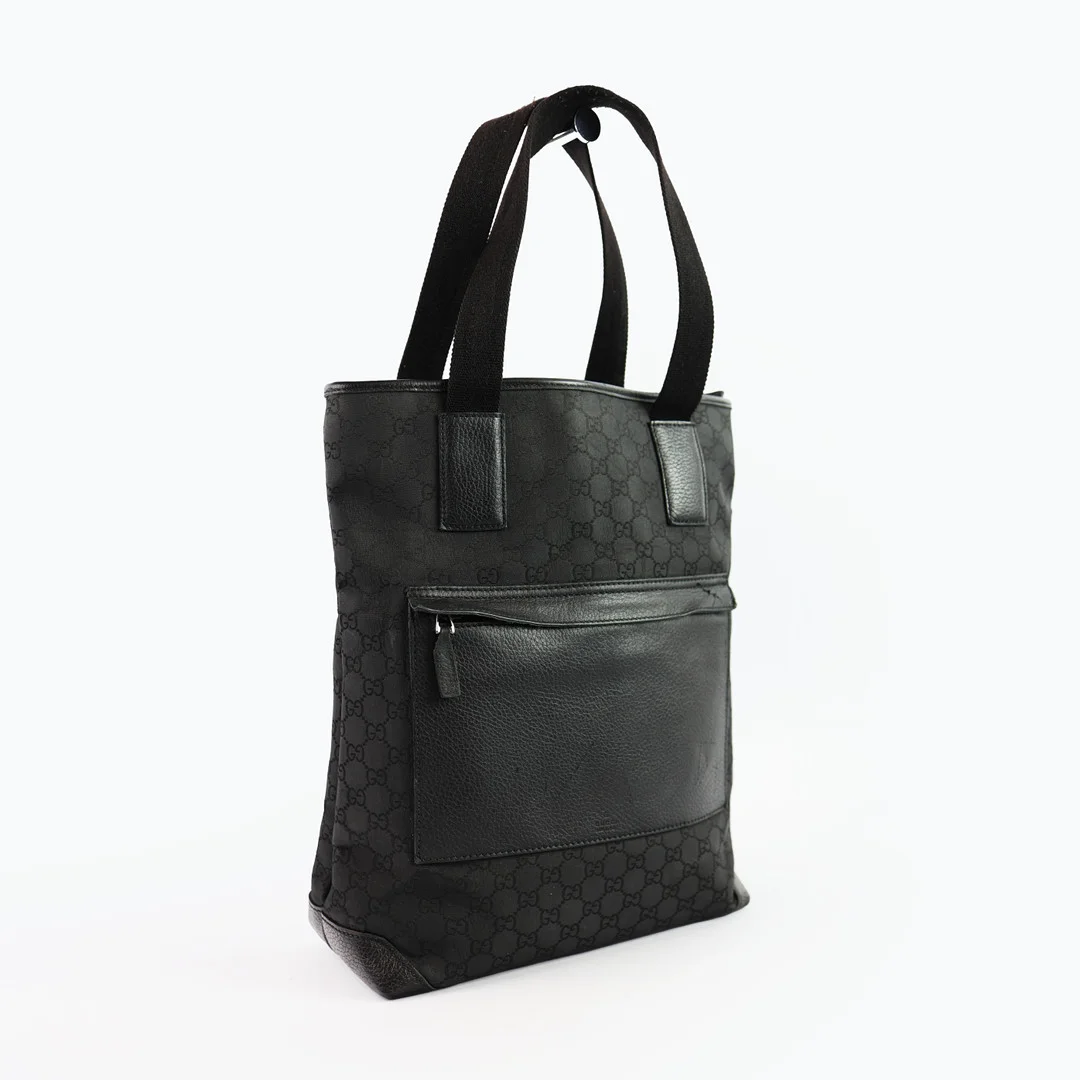 GUCCI. BLACK GG MONOGRAM TOTE BAG. — Vintage & Designer Fashion — Lots Road Auctions