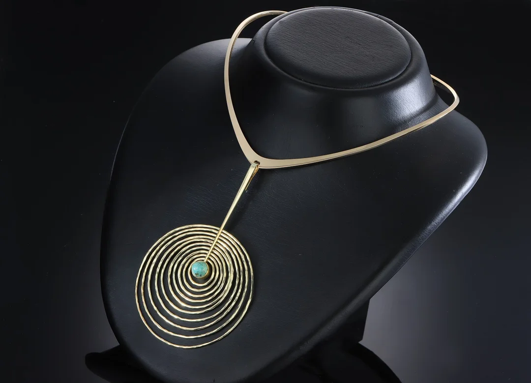 Bent Gabrielsen. Modern necklace in 14 kt. gold with turquoise (2) — Jewellery/Necklaces, pendants — Lauritz