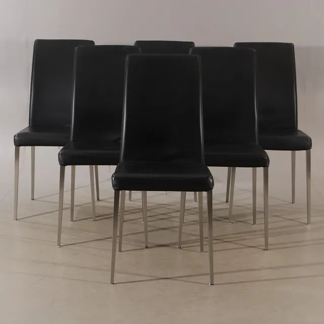 STOLAR, 6 stycken, "Nico1820", svart skinn, BoConcept.