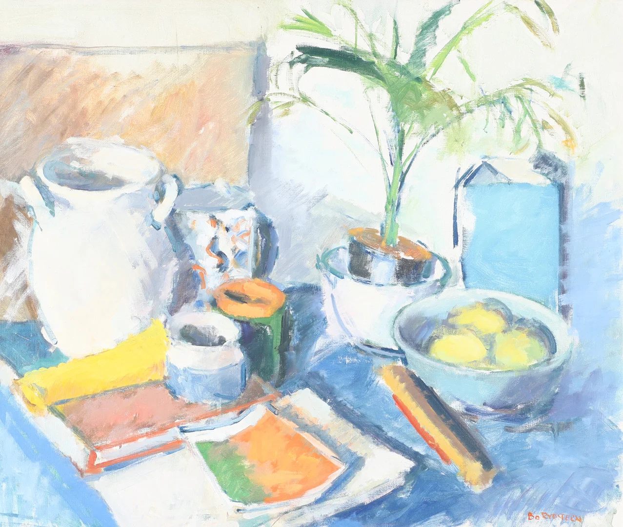 BO RYDSTERN. "Stilleben med vit kruka", olja på duk, signerad. — Paintings — Helsingborgs Auktionskammare