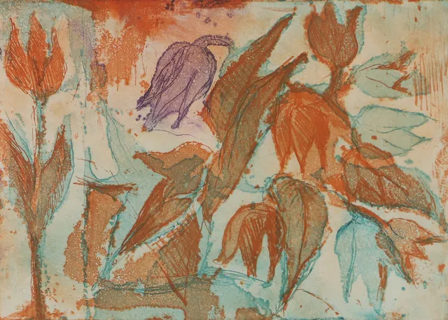 KATARINA HÅRD. "Vårtecken", etsning, signerad 2010.