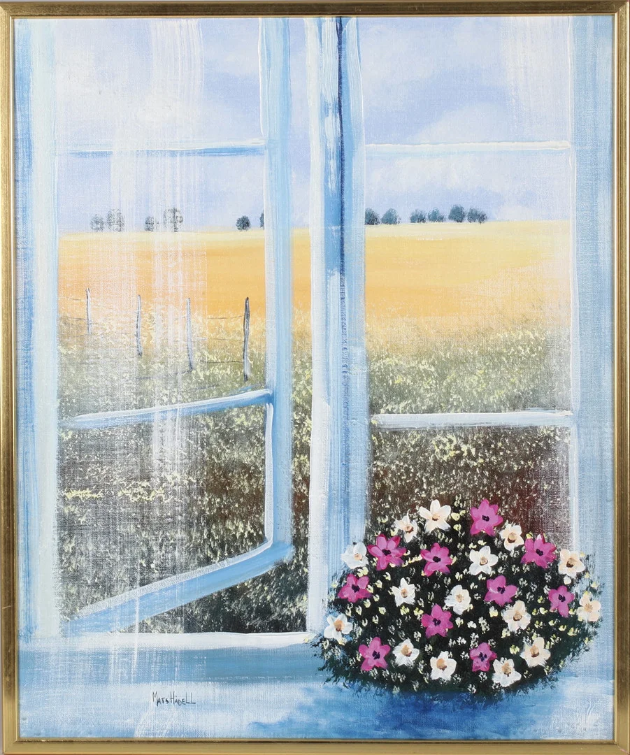 MATS HÅDELL. Vy genom fönster, olja på duk, signerad. — Paintings — Stadsauktion Sundsvall