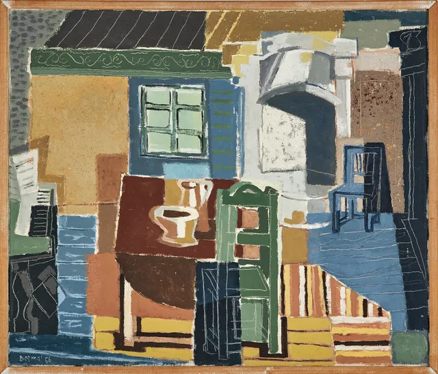 WIM BOSMA (1902-1985). "Swedish Farmers Interior", olja på duk, signerad och daterad.