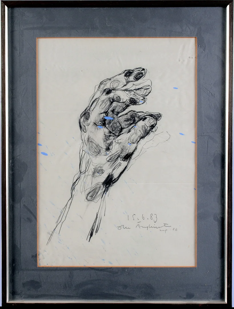 OLLE ÄNGKVIST. Blyertsteckning med färgspill. — Drawings — Halmstads Auktionskammare