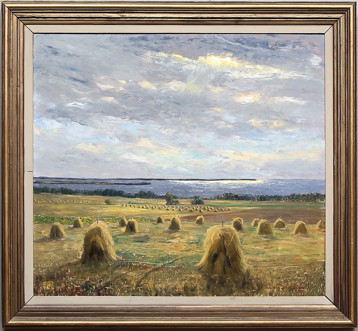 BIRGER HJELM. Utsikt över Roxen, signerad Birger Hjelm och daterad -47. — Paintings — Gomér & Andersson Linköping