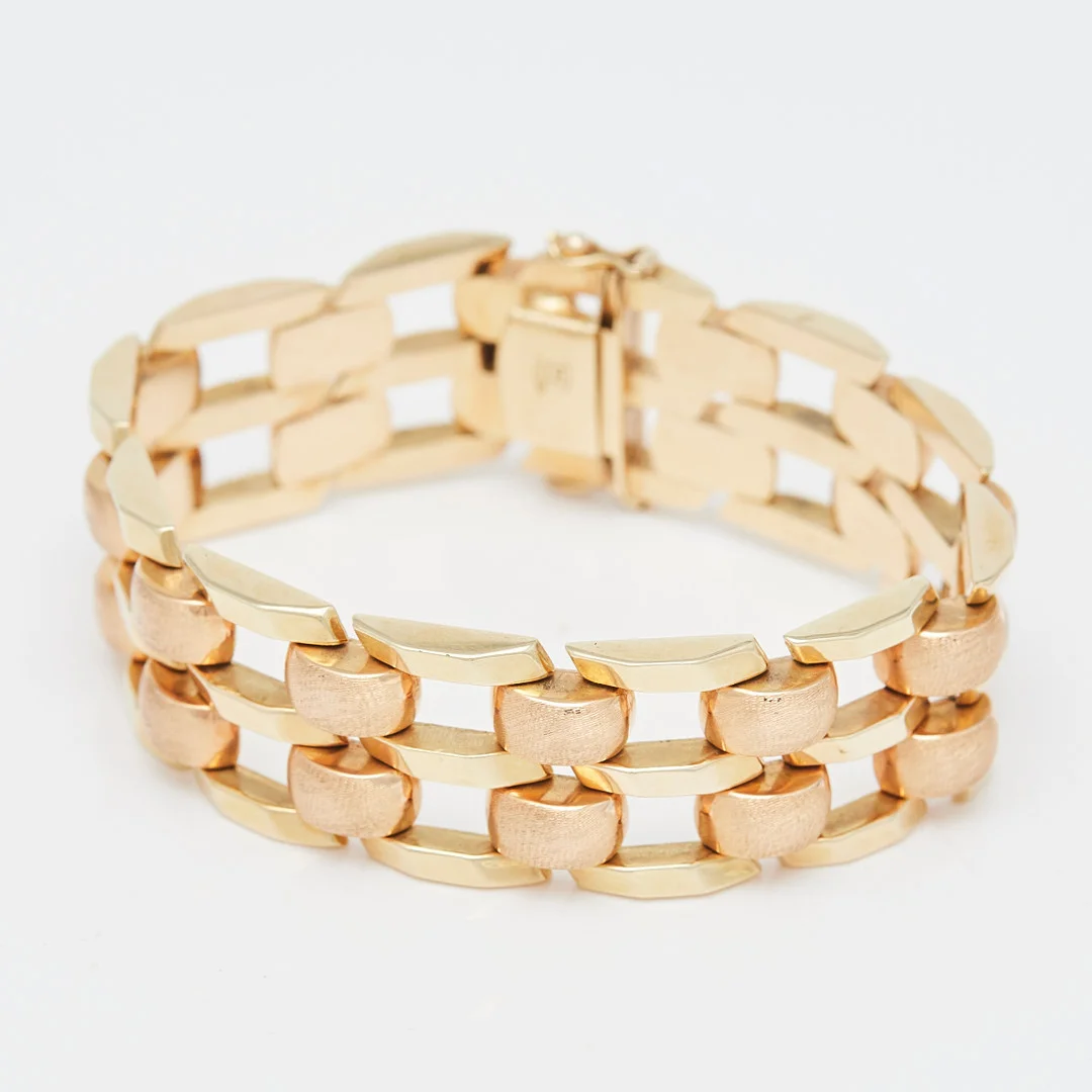Armband, 585er Gelb- und Roségold. — Bracelets — Stockholms Auktionsverk Köln