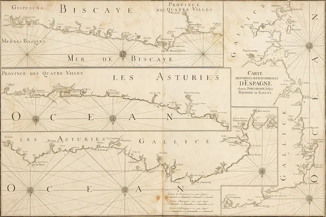 JAILLOT, Carte des Costes Septentrionales d'Espagne depuis Fontarabie, jusqu'a Bayonne en Gallice, 1693. BELLIN, Còtes de France, 1792.