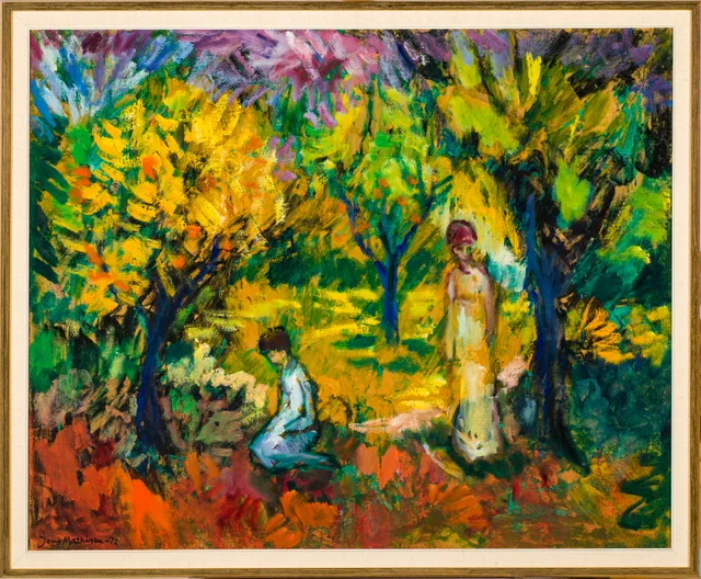Mathisen, Jens — To damer i frodig landskap, 1972