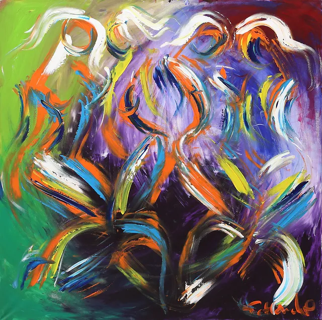 GÖRAN HAUSENKAMP. Akryl på duk, modeller, 100x100 cm, signerad G Hausenkamp.