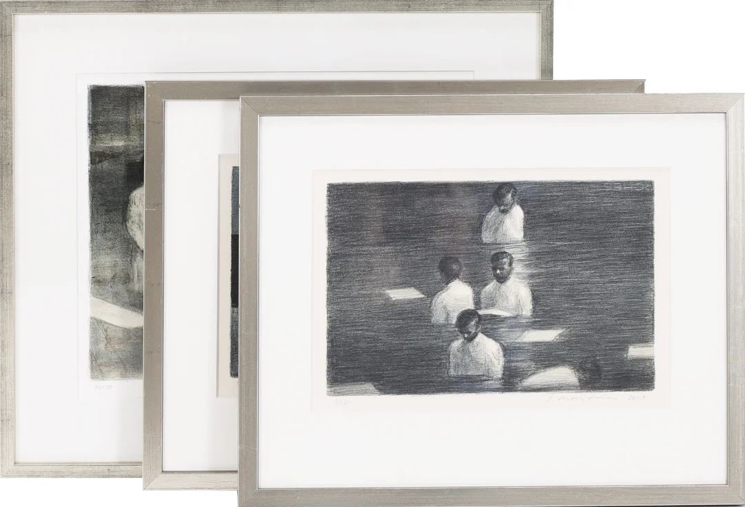 Peter Martensen: (1953-): Figural scenes. 3 color lithographs. All signed. (2004 & 2021) (3) — Paintings and sculptures/Prints and photography — Lauritz