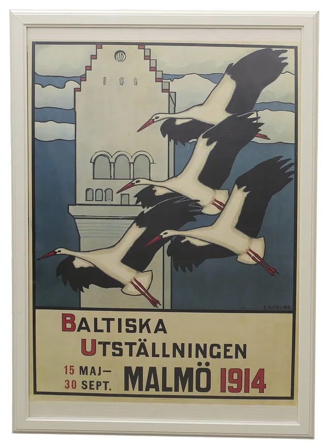 ERNST NORLIND. Utställningsaffisch, efter, Baltiska Utställningen år 1914.
